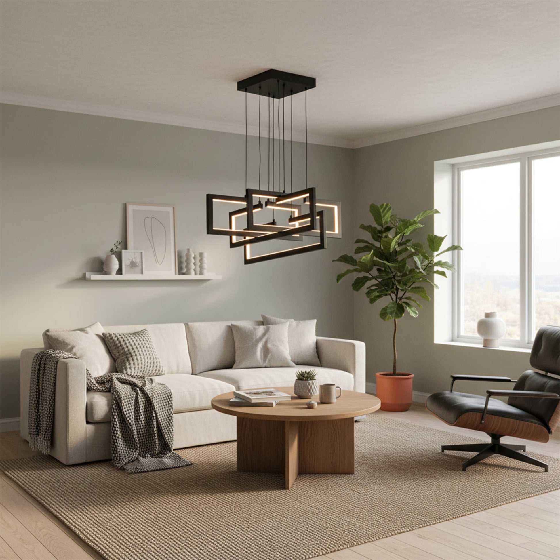 Lustra LED cu telecomanda ,Suspendata 96W, 4 Elemente, lumina Rece/Calda/Neutra, Dimabila, Inaltime Reglabila, Negru Lustre LED cu Telecomanda Default Title Alessandro Design