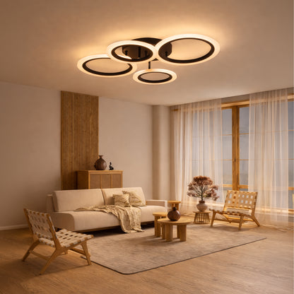 Lustra LED cu telecomanda BETTY 43W, 4 Cercuri, lumina Rece/Calda/Neutra, Dimabila, Negru Lustre LED cu Telecomanda Default Title Alessandro Design