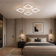 Lustra LED cu telecomanda ZOE 53W, 4 Patrate, lumina Rece/Calda/Neutra, Dimabila, Alb Lustre LED cu Telecomanda Default Title Alessandro Design
