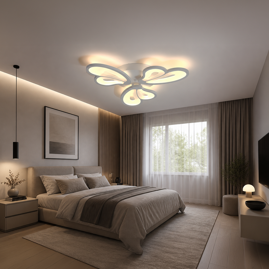 Lustra LED cu telecomanda BLOSSOM 40W, 3 Petale, lumina Rece/Calda/Neutra, Dimabila, Alb Lustre LED cu Telecomanda Default Title Alessandro Design