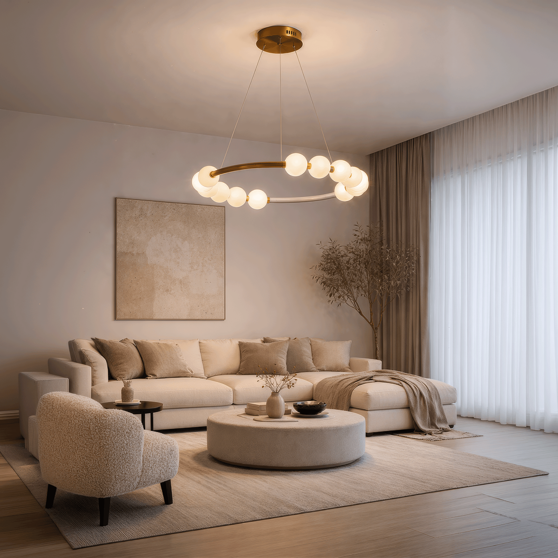 Lustră Suspendată LED Acril Nova 57W cu Telecomandă, Dimabilă, 3000K/4000K/6000K, Auriu, Metal și Acril Lustre LED cu Telecomanda Default Title Alessandro Design