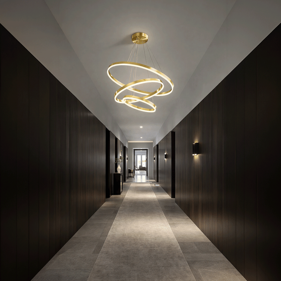 Lustra LED suspendata cu telecomanda ELIZABETH, 85W, 3 Cercuri, lumina Rece/Calda/Neutra, Dimabila, Auriu Lucios, Inaltime Reglabila Lustre LED cu Telecomanda Default Title Alessandro Design