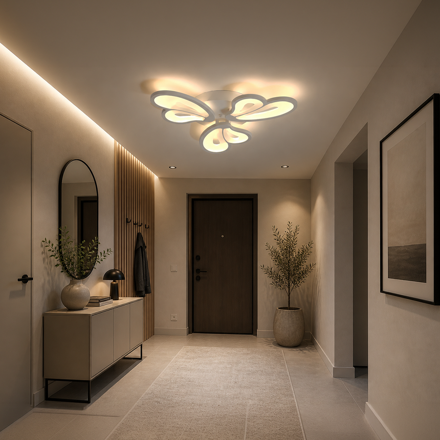 Lustra LED cu telecomanda BLOSSOM 40W, 3 Petale, lumina Rece/Calda/Neutra, Dimabila, Alb Lustre LED cu Telecomanda Default Title Alessandro Design