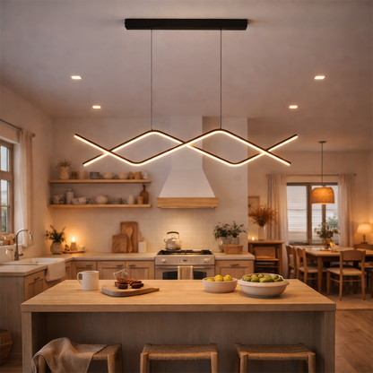 Lustra LED suspendata cu telecomanda ZIGZAG 27W, lumina Rece/Calda/Neutra, Dimabila, Negru, Inaltime Reglabila Lustre LED cu Telecomanda Default Title Alessandro Design