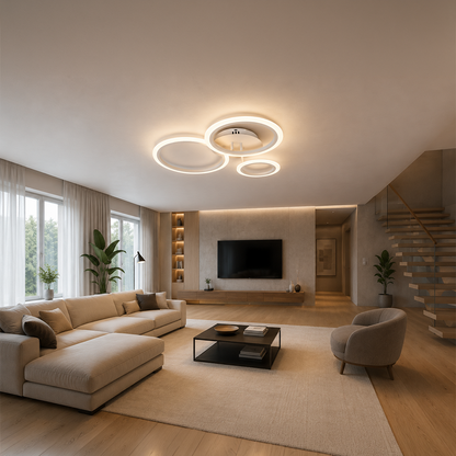 Lustra LED cu telecomanda BETTY 40W, 3 Cercuri, lumina Rece/Calda/Neutra, Dimabila, Alb, Metal si Acril Lustre LED cu Telecomanda Default Title Alessandro Design