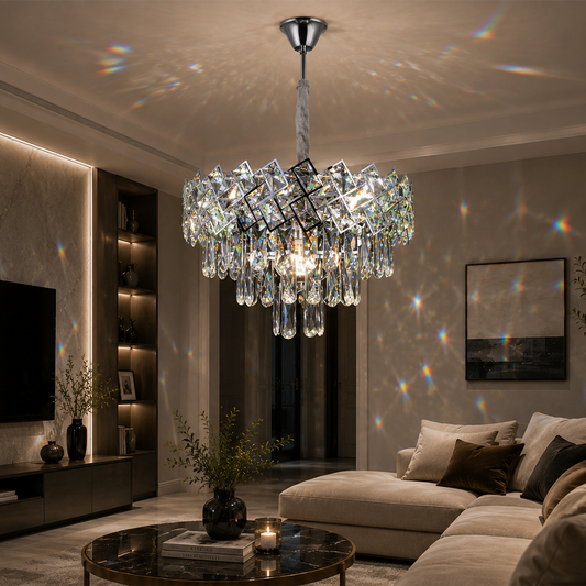Candelabru Cristal WINDSOR Nobile 5xE14, Diametru 39cm, Crom Lucios, Inaltime Reglabila Candelabre Cristal Default Title Alessandro Design