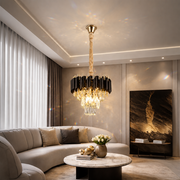 Candelabru Cristal VERSAILLES Petito 3xE14, Diametru 30cm, Auriu Lucios si Negru, Inaltime Reglabila Candelabre Cristal Default Title Alessandro Design