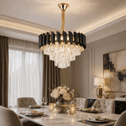 Candelabru Cristal VERSAILLES Nobile 5xE14, Diametru 40cm, Auriu Lucios si Negru Candelabre Cristal Default Title Alessandro Design