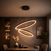 Lustra LED suspendata cu Telecomanda CASIANA 40W, 2 Cercuri, Lumina Rece/Calda/Neutra 3000K/4000K/6000K, Dimabila, Negru, Inaltime Reglabila, Metal si Acril Lustre LED cu Telecomanda Default Title Alessandro Design