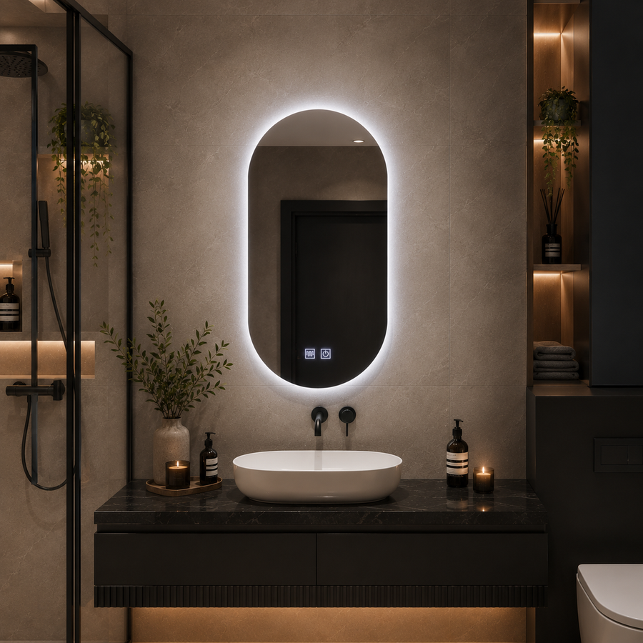 Oválne LED zrkadlo, 50x100cm, Velara Touch, Demister System, Stmievateľné
