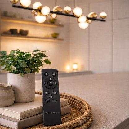 Lustră Suspendată LED Acril Aurion 29W cu Telecomandă, Dimabilă, Negru Auriu, Metal și Acril Lustre LED cu Telecomanda Default Title Alessandro Design