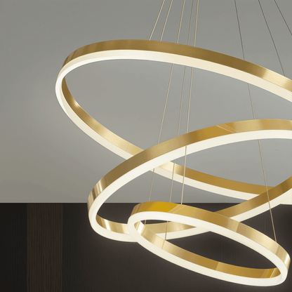 Lustra LED suspendata cu telecomanda ELIZABETH, 85W, 3 Cercuri, lumina Rece/Calda/Neutra, Dimabila, Auriu Lucios, Inaltime Reglabila Lustre LED cu Telecomanda Default Title Alessandro Design