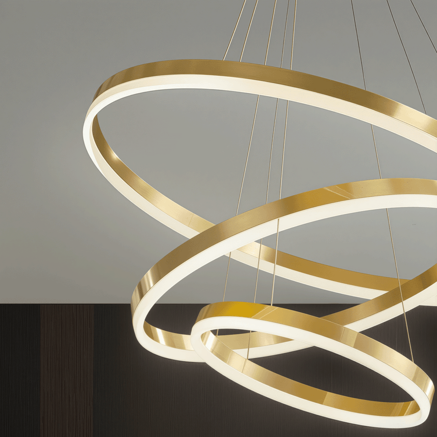 Lustra LED suspendata cu telecomanda ELIZABETH, 85W, 3 Cercuri, lumina Rece/Calda/Neutra, Dimabila, Auriu Lucios, Inaltime Reglabila Lustre LED cu Telecomanda Default Title Alessandro Design