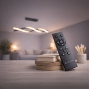 Lustra LED Suspendata cu Telecomanda, FLUX, 27W, 116cm, Lumina Rece/Calda/Neutra 3000K/4000K/6000K, Dimabila, Negru, Inaltime Reglabila, Metal si Silicon Lustre Moderne Default Title Alessandro Design