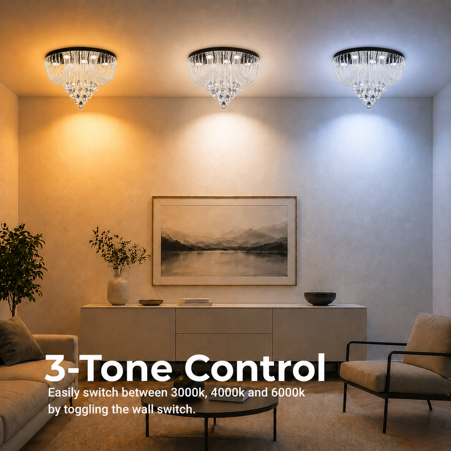 Candelabru LED Cristal MAGE Eleganza, 26W, Lumina Calda/Neutra/Rece, Diametru 50cm, Crom Lucios