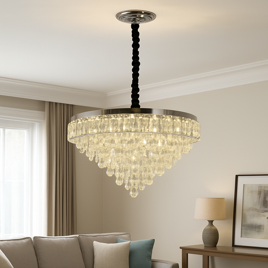 MEILI CRYSTAL CASCADA 500 – Candelabru LED cu Cristale, 112W, Ø500 mm, cu Telecomandă Candelabre Cristal Default Title Alessandro Design