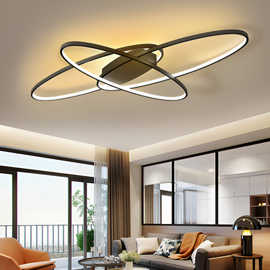 Lustra LED cu telecomanda ORBITA 74W, 3 Elemente, Ovala, lumina Rece/Calda/Neutra, Dimabila, Negru Lustre LED cu Telecomanda Default Title Alessandro Design