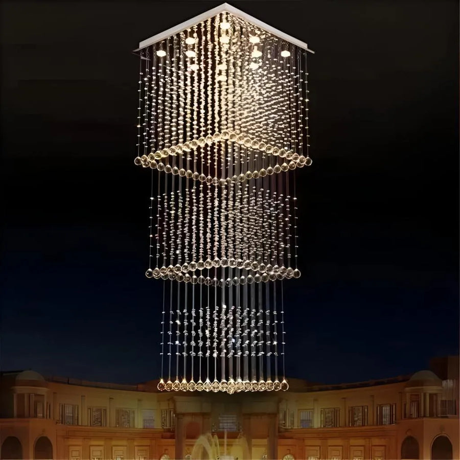 Candelabru Cristal LED 80W PALATINA Auriu, Diametru 50cm, Inaltime 200cm, Model Scara Candelabre Cristal Default Title Alessandro Design