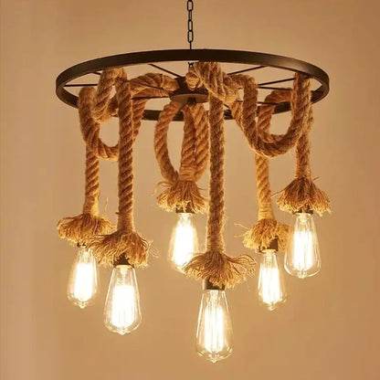 Lustra Roata, 6 x E27, Maro, Metal / Sfoara Lustre Vintage Default Title Alessandro Design