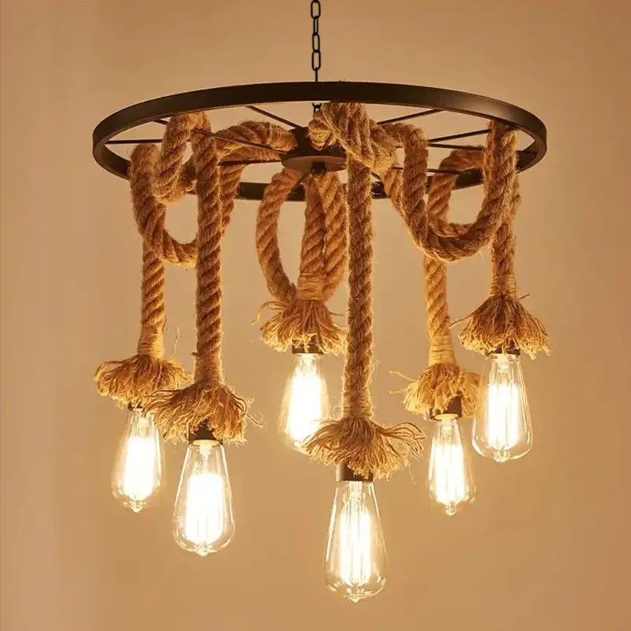 Lustra Roata, 6 x E27, Maro, Metal / Sfoara Lustre Vintage Default Title Alessandro Design