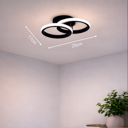 Lustra LED VERTEX CIRCULA 21W, 2 Cercuri, Rame Metalice, lLumina Rece/Calda/Neutra 3000K/4000K/6000K, Negru, Metal Lustre LED Default Title Alessandro Design