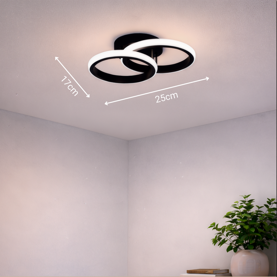 Lustra LED VERTEX CIRCULA 21W, 2 Cercuri, Rame Metalice, lLumina Rece/Calda/Neutra 3000K/4000K/6000K, Negru, Metal Lustre LED Default Title Alessandro Design