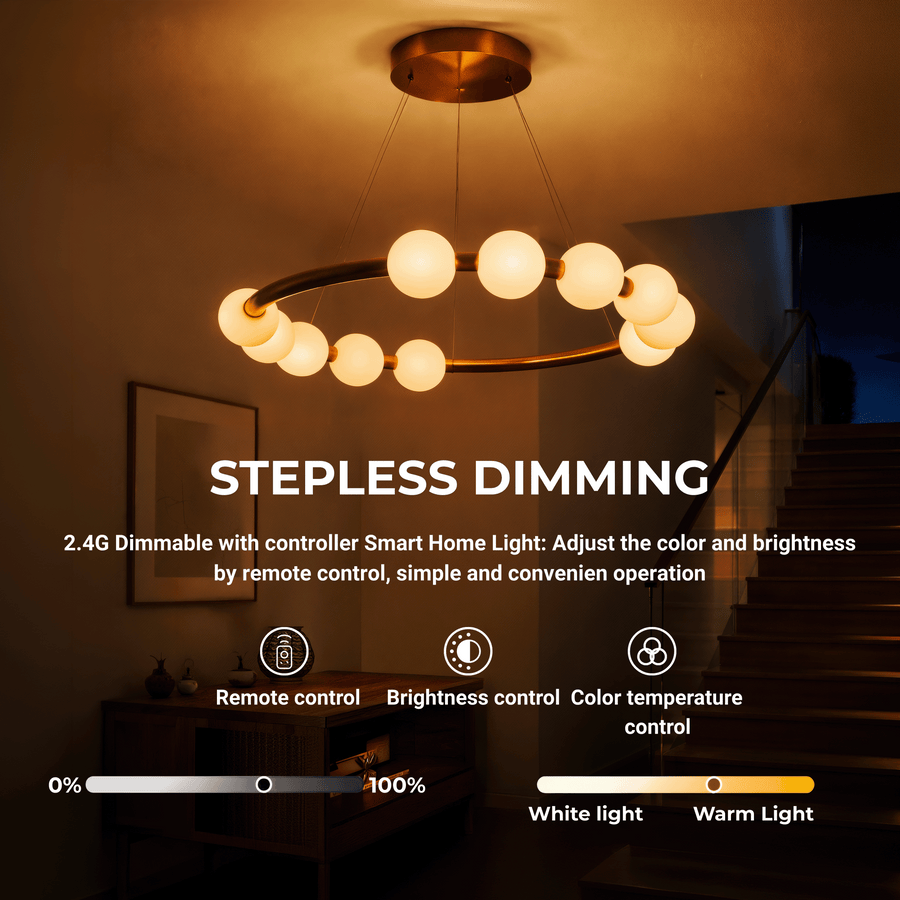 Lustră Suspendată LED Acril Nova 57W cu Telecomandă, Dimabilă, 3000K/4000K/6000K, Auriu, Metal și Acril Lustre LED cu Telecomanda Default Title Alessandro Design
