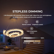 Lustra LED cu Telecomanda LT188WH, Cristal si Metal, 40W, Dimabila, Inaltime Reglabila, Lumina Rece/Calda/Neutra, Iluminat Luxos Lustre LED cu Telecomanda Default Title Alessandro Design