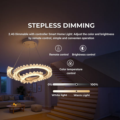 Lustra LED cu Telecomanda LT188WH, Cristal si Metal, 40W, Dimabila, Inaltime Reglabila, Lumina Rece/Calda/Neutra, Iluminat Luxos Lustre LED cu Telecomanda Default Title Alessandro Design