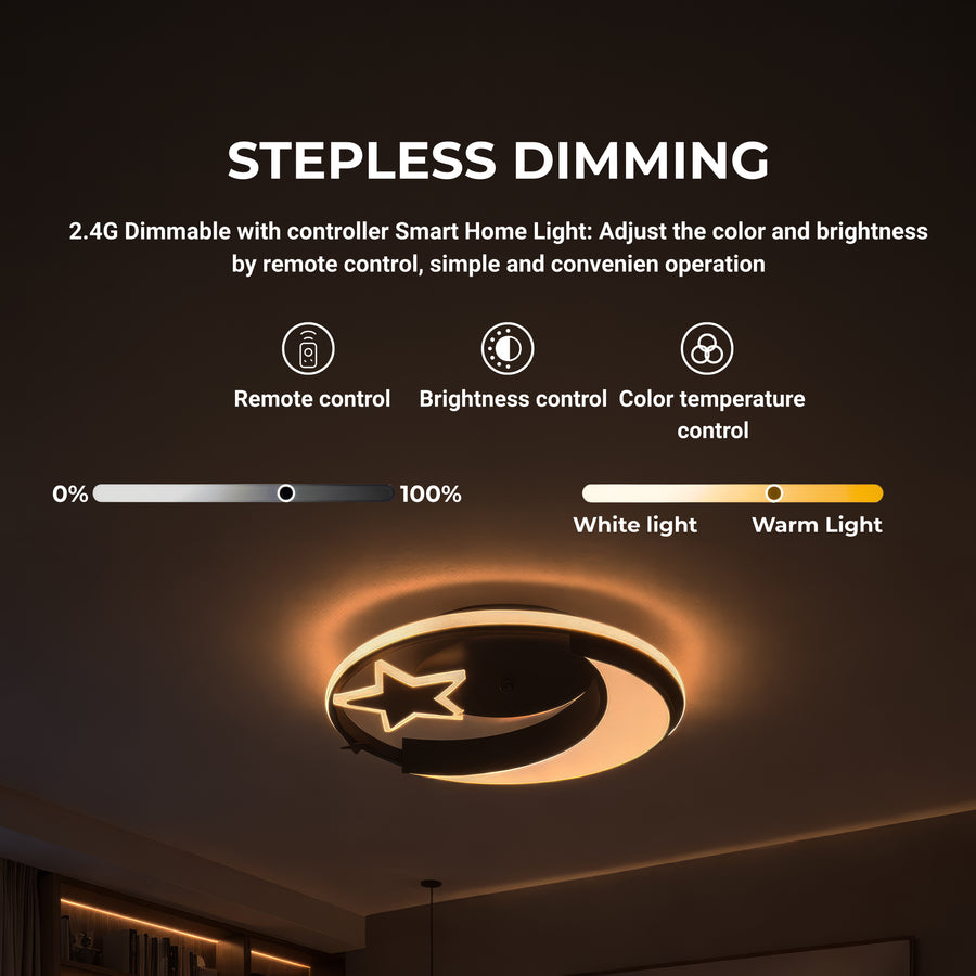Lustra LED cu telecomanda ALYONA 44W, Luna si Stea, lumina Rece/Calda/Neutra, Dimabila, Negru Lustre LED cu Telecomanda Default Title Alessandro Design