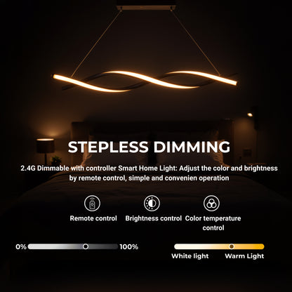 Lustra LED Suspendata cu Telecomanda, FLUX, 27W, 116cm, Lumina Rece/Calda/Neutra 3000K/4000K/6000K, Dimabila, Negru, Inaltime Reglabila, Metal si Silicon Lustre Moderne Default Title Alessandro Design