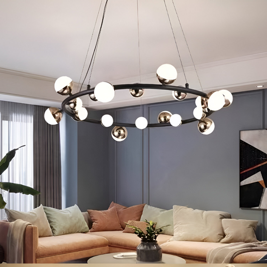 Lustră Suspendată LED Acril Estella cu Telecomandă, 30W, Dimabilă, 3000K/4000K/6000K, Auriu, Metal și Acril Lustre LED cu Telecomanda Default Title Alessandro Design