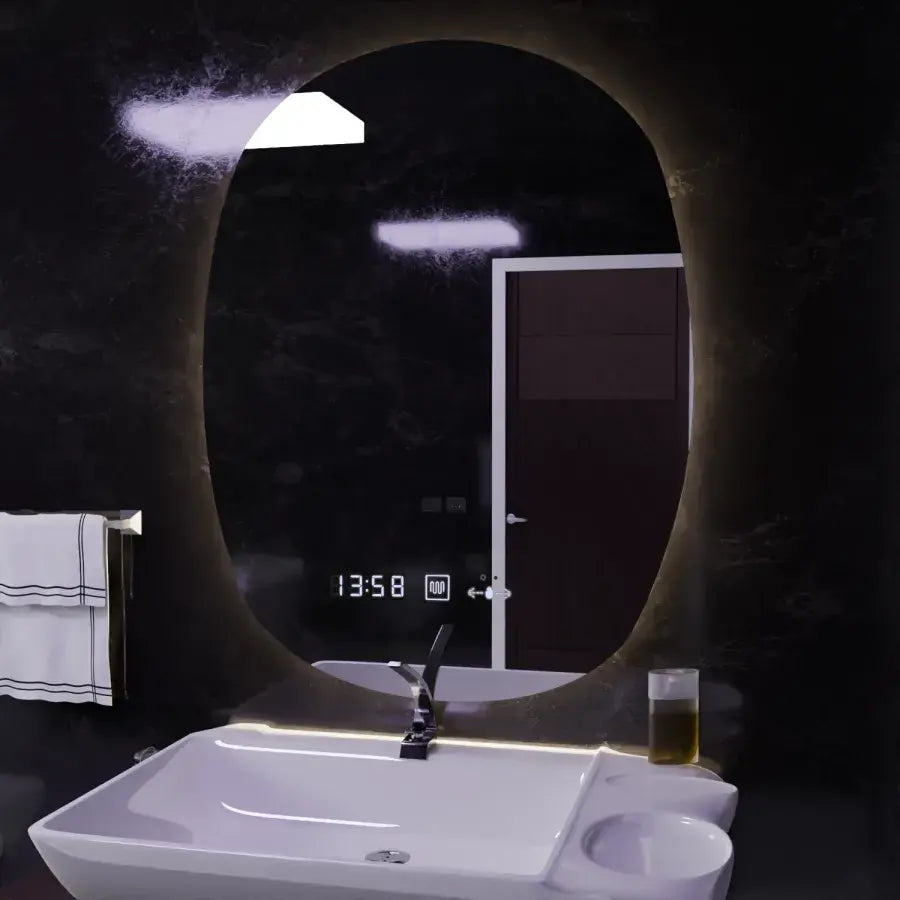 Oglinda LED Ovala, 60x80cm, Ranya Senzor MotionGlow Marcello, Sistem Dezaburire, Ceas & Termometru, Dimabila Oglinzi Marcello Default Title Alessandro Design