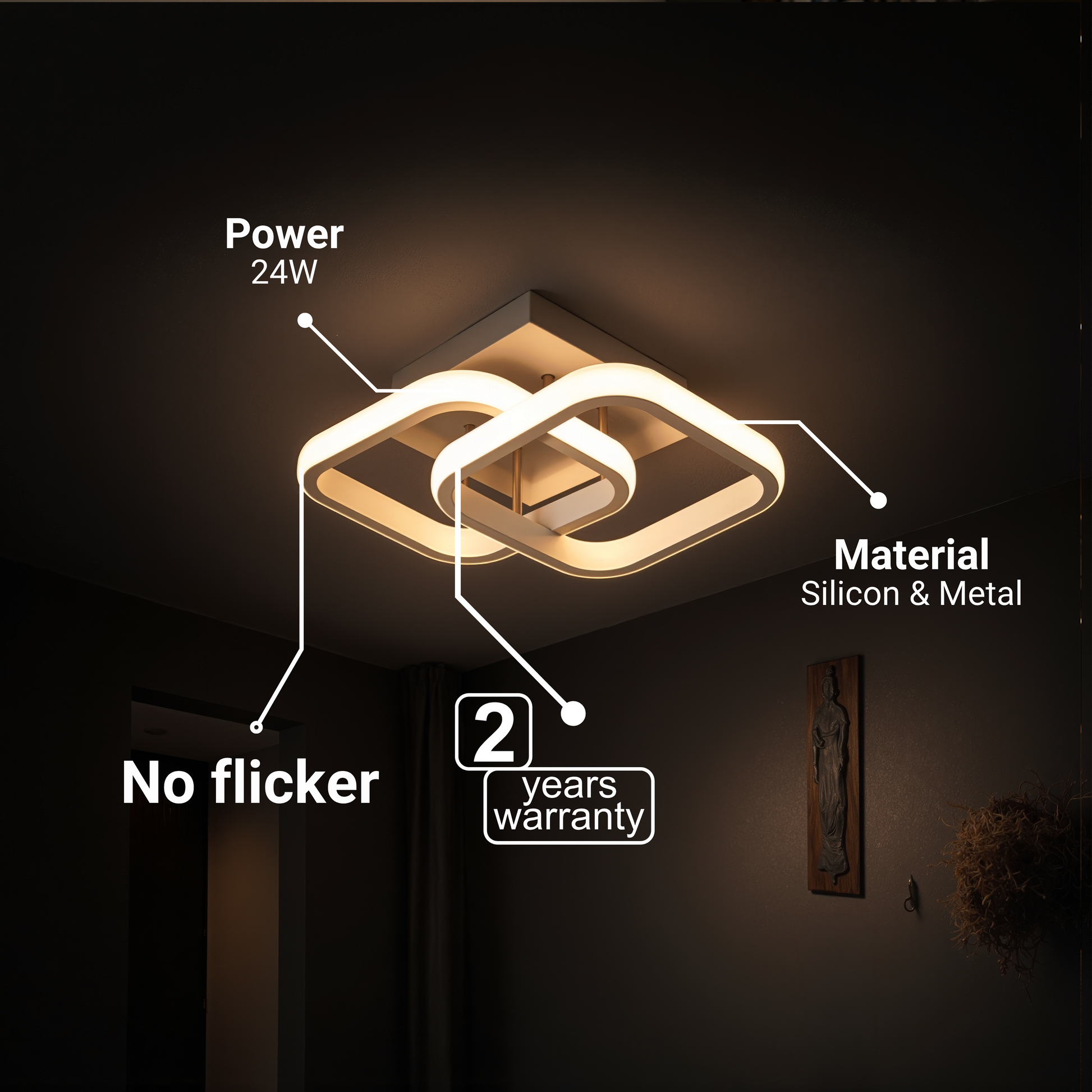 VERTEX Matrix LED luster, prekrývajúce sa diamanty, kovové rámy, 24W, 2 diamanty, studené/teplé/neutrálne svetlo 3000K/4000K/6000K, biele LED lustre Predvolený názov Alessandro Design