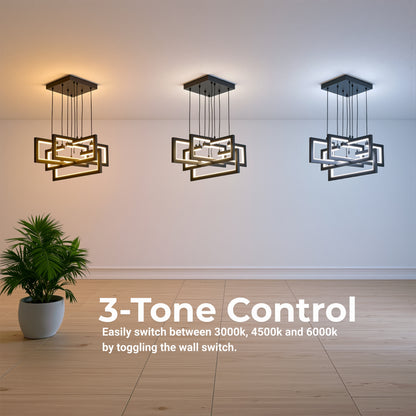 Lustra LED cu telecomanda ,Suspendata 96W, 4 Elemente, lumina Rece/Calda/Neutra, Dimabila, Inaltime Reglabila, Negru Lustre LED cu Telecomanda Default Title Alessandro Design