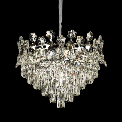 Krištáľový luster CC6705/500CR 9x E14, priemer 50 cm, lesklý chróm, nastaviteľná výška