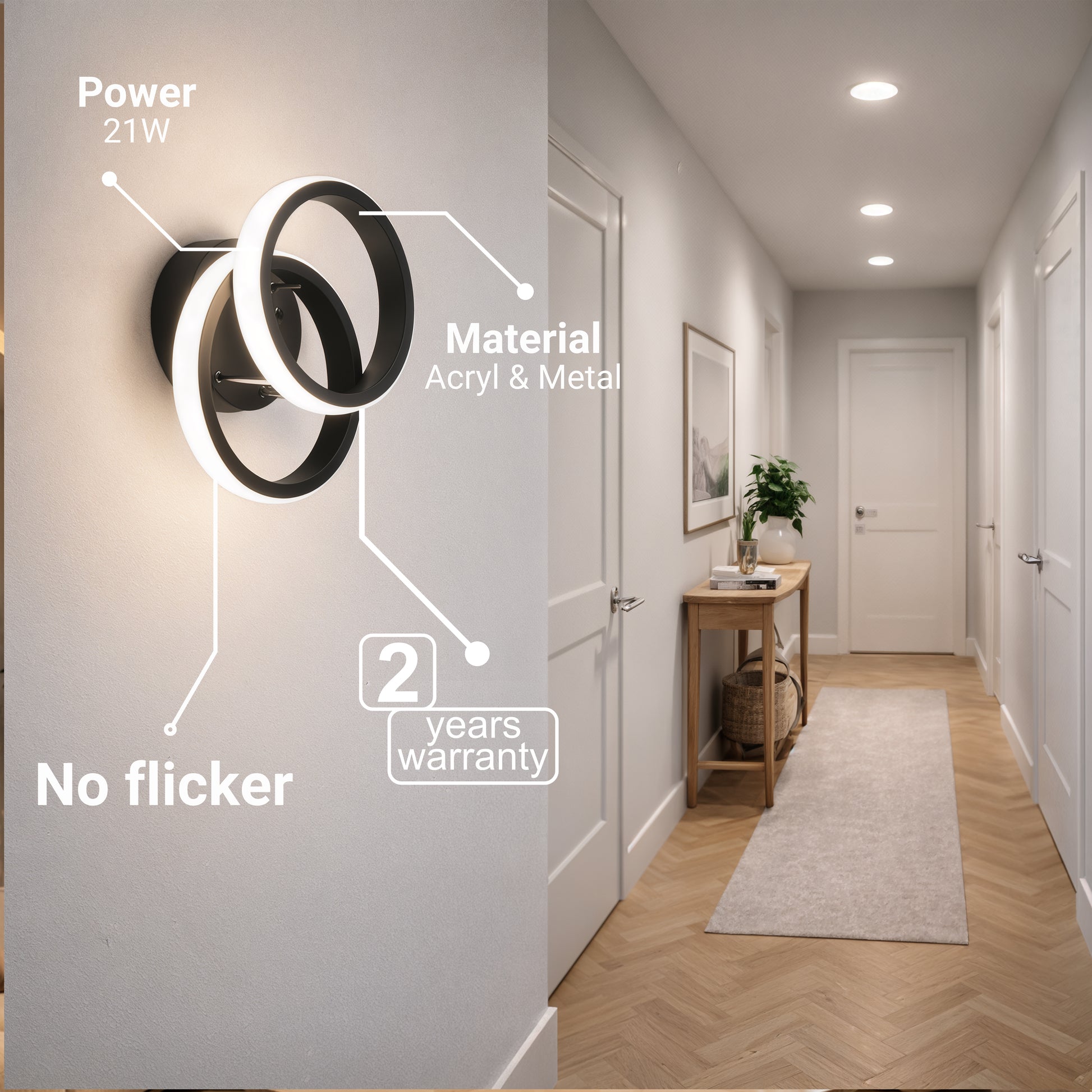 Lustra LED VERTEX CIRCULA 21W, 2 Cercuri, Rame Metalice, lLumina Rece/Calda/Neutra 3000K/4000K/6000K, Negru, Metal Lustre LED Default Title Alessandro Design