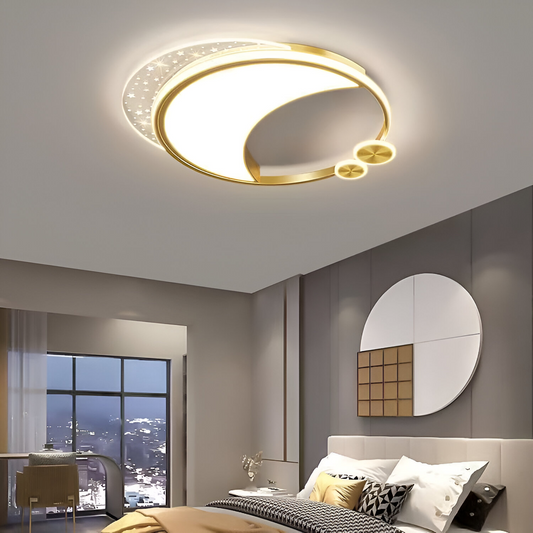 Lustră LED Marco cu Telecomandă, 76W, Dimabilă, Auriu, Metal, Acril și Sticlă, 3000K/4000K/6000K Lustre LED cu Telecomanda Default Title Alessandro Design
