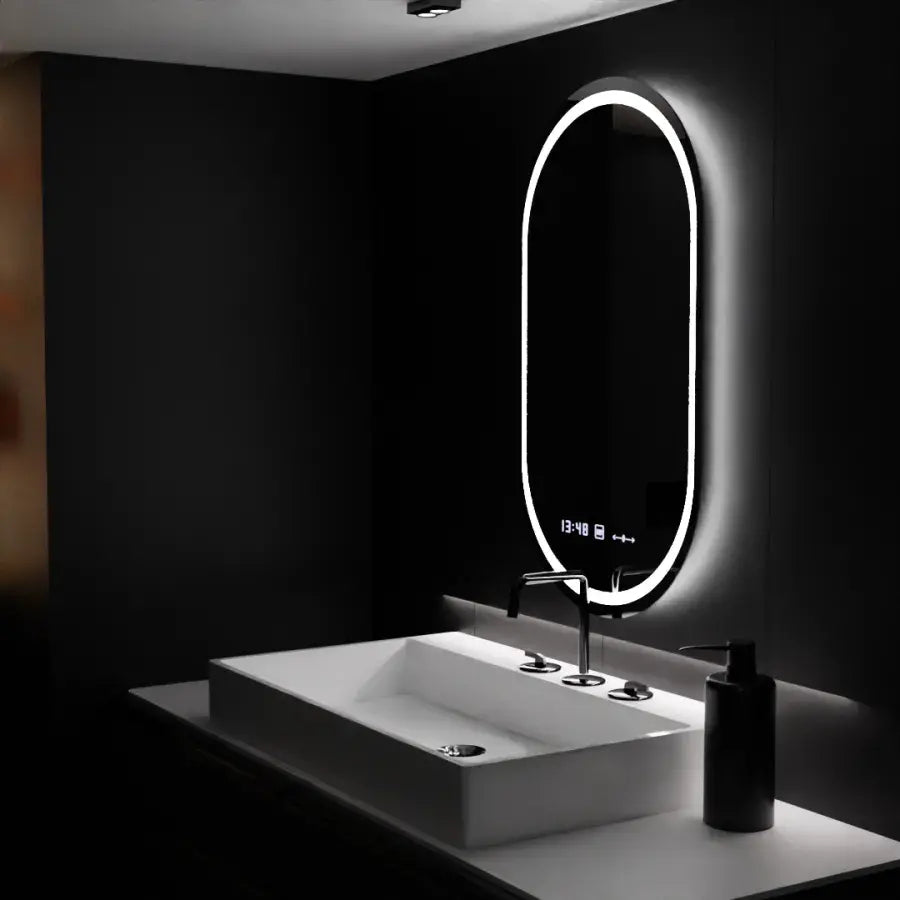 Oglinda LED Ovala, 60x80cm, Eminence MotionGlow Marcello, Sistem Dezaburire, Ceas & Termometru, Dimabila Oglinzi Marcello Default Title Alessandro Design