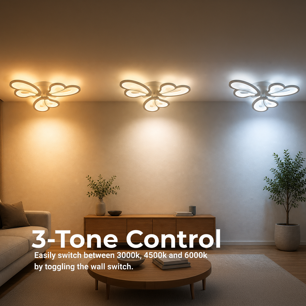 Lustra LED cu telecomanda BLOSSOM 40W, 3 Petale, lumina Rece/Calda/Neutra, Dimabila, Alb Lustre LED cu Telecomanda Default Title Alessandro Design