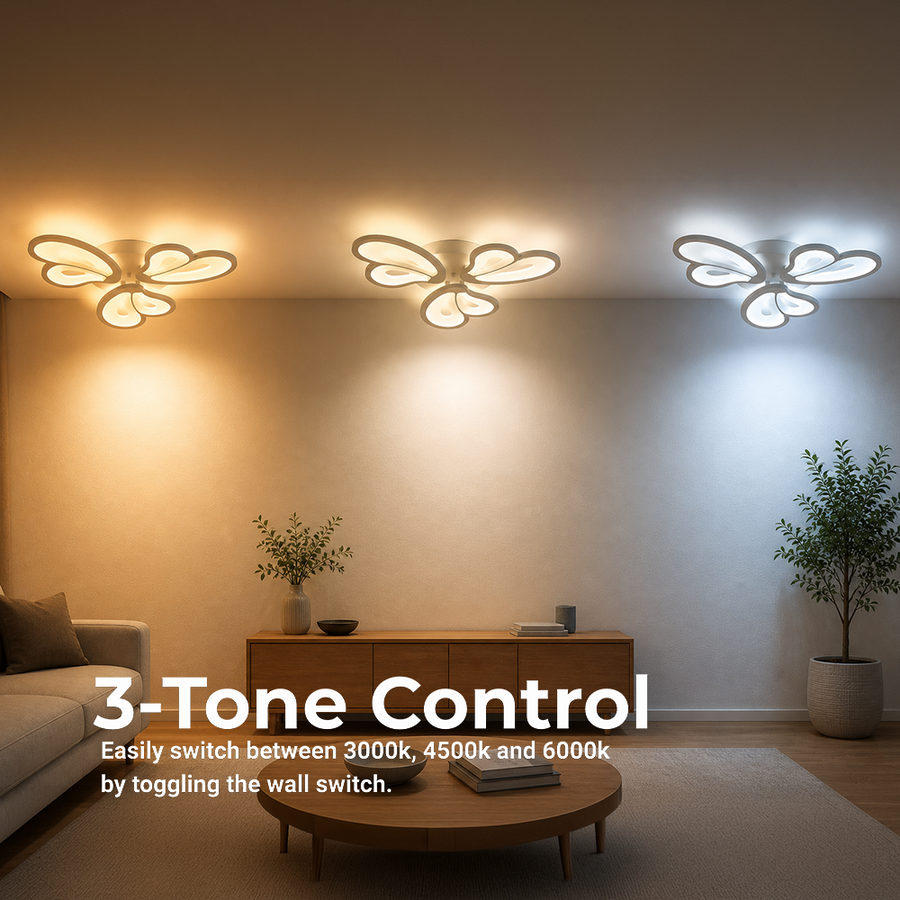 Lustra LED cu telecomanda BLOSSOM 40W, 3 Petale, lumina Rece/Calda/Neutra, Dimabila, Alb Lustre LED cu Telecomanda Default Title Alessandro Design