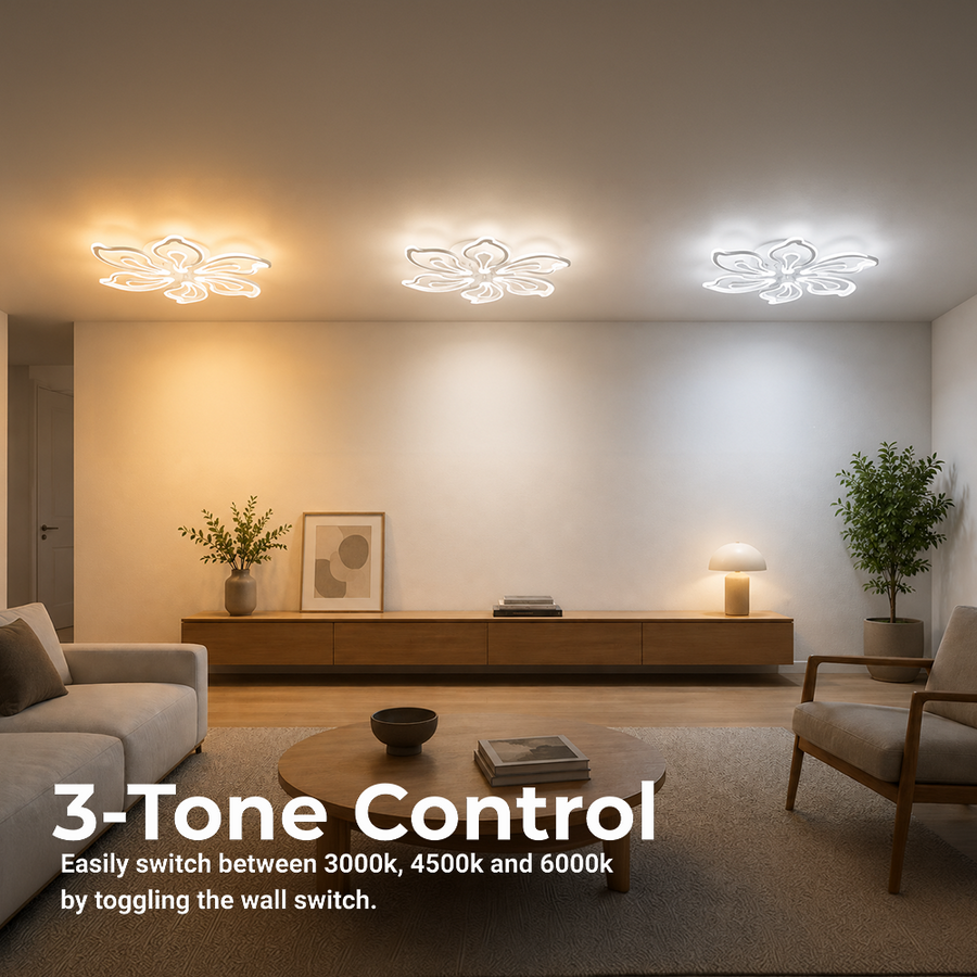 Lustra LED cu telecomanda GLORIOSA 95W, 5 Petale, lumina Rece/Calda/Neutra, Dimabila, Alb Lustre LED cu Telecomanda Default Title Alessandro Design
