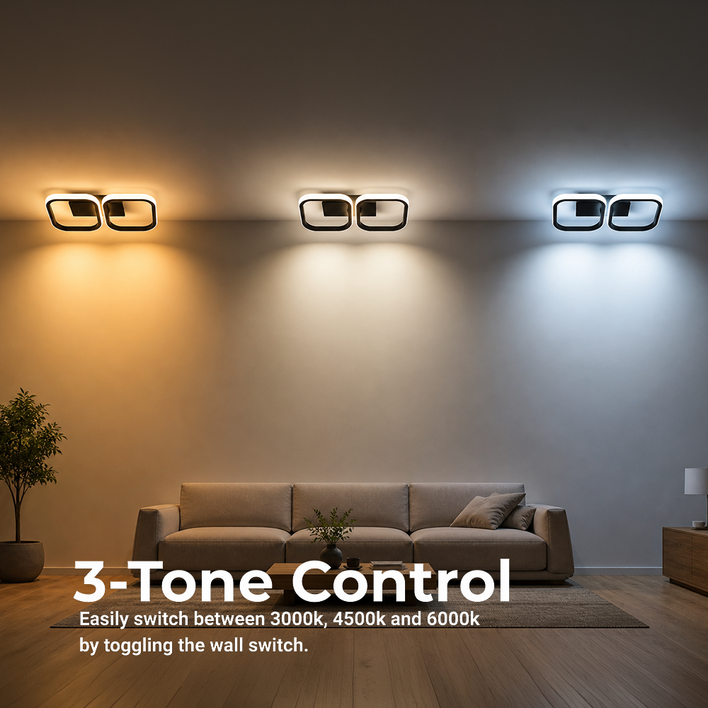 Lustra LED VERTEX 21W, 2 Patrate, Liniara, lumina Rece/Calda/Neutra, Neagra Lustre LED Default Title Alessandro Design