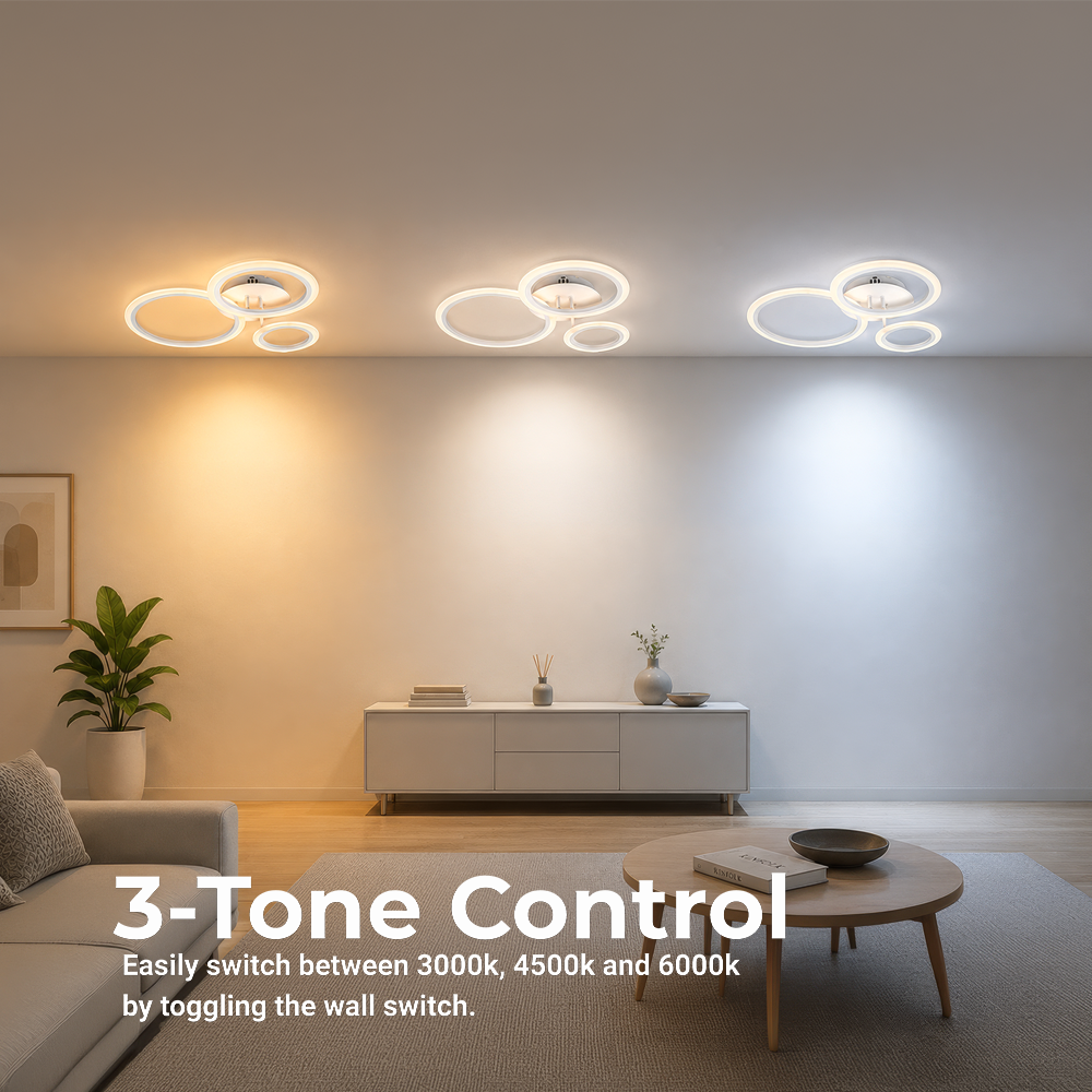 Lustra LED cu telecomanda BETTY 40W, 3 Cercuri, lumina Rece/Calda/Neutra, Dimabila, Alb, Metal si Acril Lustre LED cu Telecomanda Default Title Alessandro Design