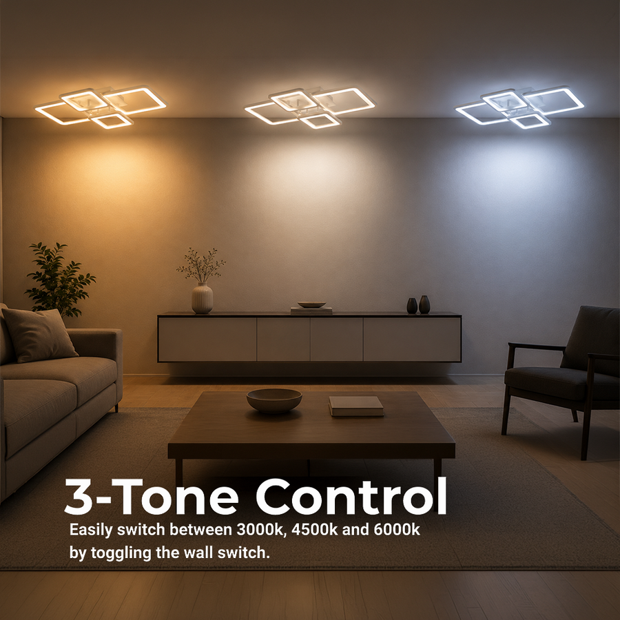 Lustra LED cu telecomanda ELLA 67W, 4 Patrate, lumina Rece/Calda/Neutra, Dimabila, Alb Lustre LED cu Telecomanda Default Title Alessandro Design
