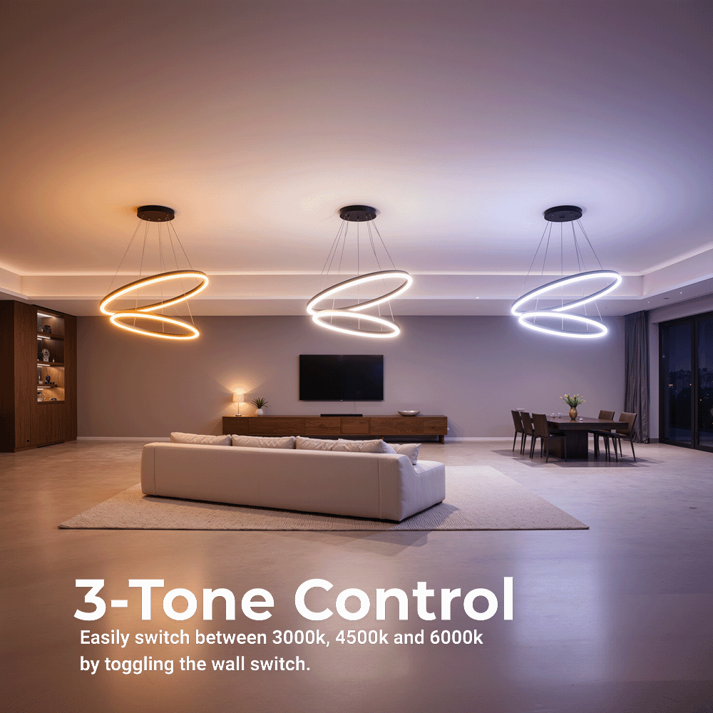 Lustra LED suspendata cu Telecomanda CASIANA 40W, 2 Cercuri, Lumina Rece/Calda/Neutra 3000K/4000K/6000K, Dimabila, Negru, Inaltime Reglabila, Metal si Acril Lustre LED cu Telecomanda Default Title Alessandro Design
