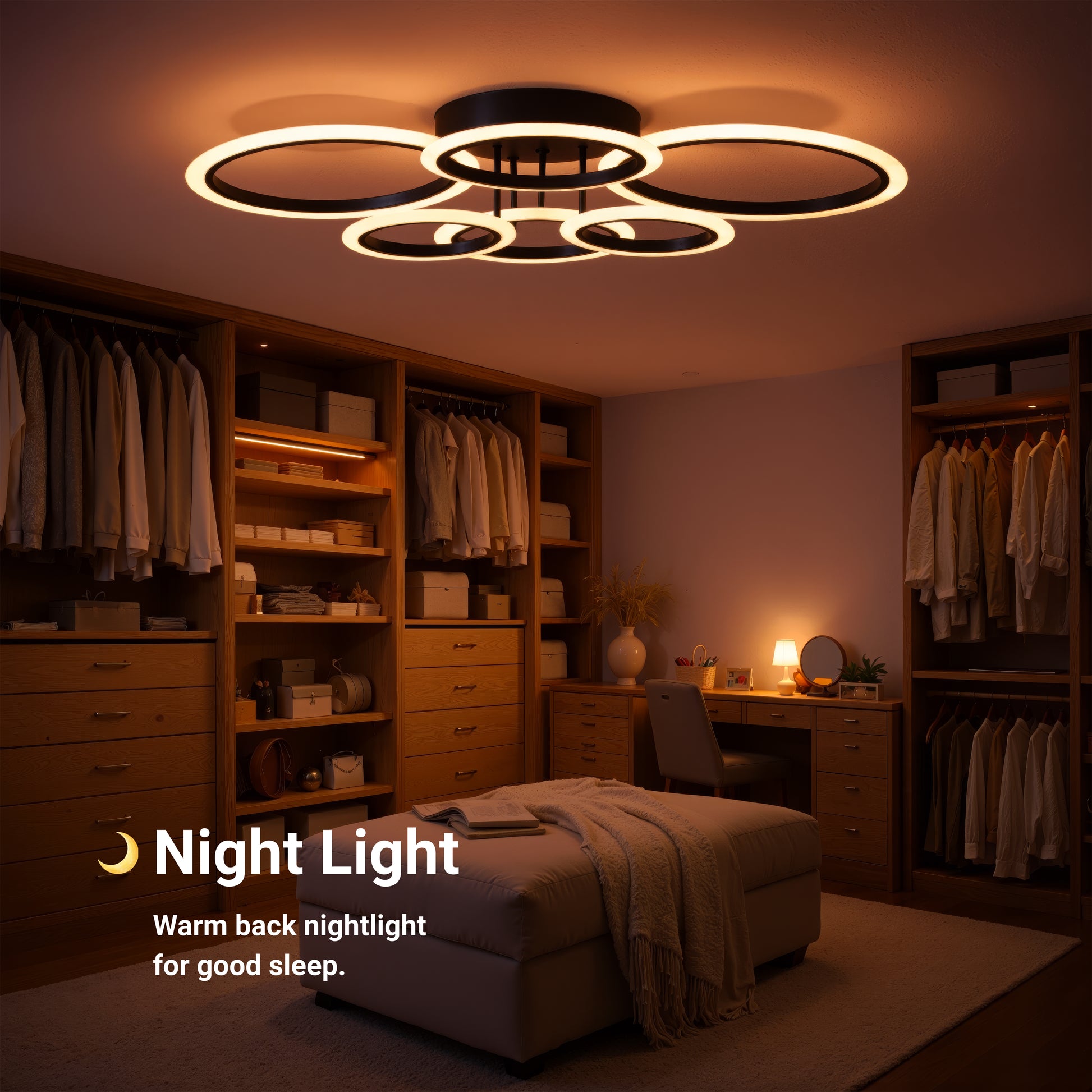 Lustra LED cu telecomanda BETTY 82W, 6 Cercuri, lumina Rece/Calda/Neutra, Dimabila, Negru Lustre LED cu Telecomanda Default Title Alessandro Design