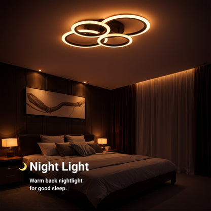 Lustra LED cu telecomanda BETTY 43W, 4 Cercuri, lumina Rece/Calda/Neutra, Dimabila, Negru Lustre LED cu Telecomanda Default Title Alessandro Design