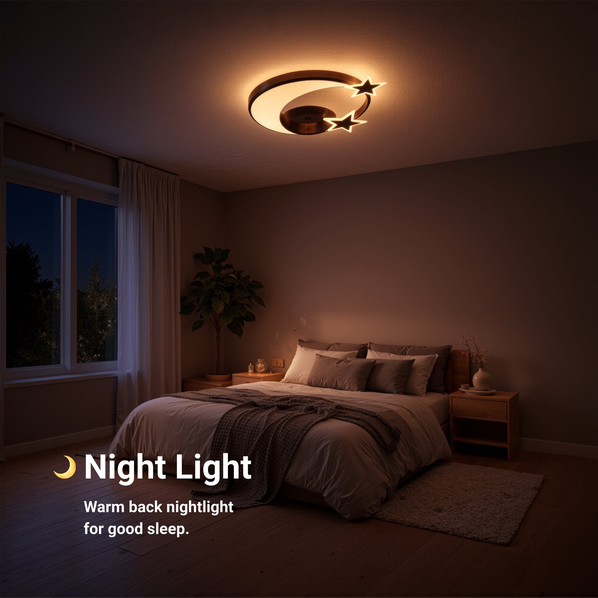 Lustra LED cu telecomanda ALYONA 44W, Luna si Stea, lumina Rece/Calda/Neutra, Dimabila, Negru Lustre LED cu Telecomanda Default Title Alessandro Design