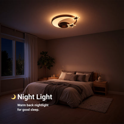 Lustra LED cu telecomanda ALYONA 44W, Luna si Stea, lumina Rece/Calda/Neutra, Dimabila, Negru Lustre LED cu Telecomanda Default Title Alessandro Design